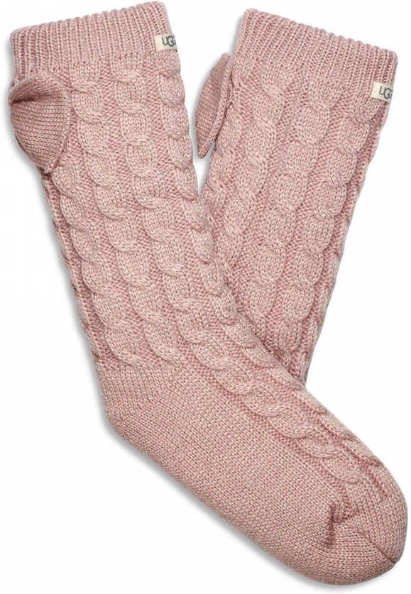 Ugg Laila sokken met strik en fleece voering voor Dames in Mauve Fog/Gold, Acrylmix