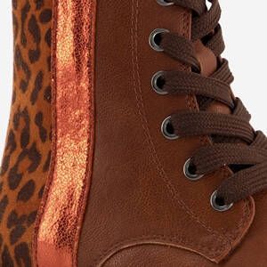 Scapino Blue Box veterboots met panterprint cognac