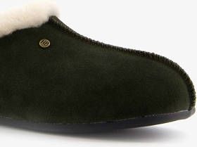 Scapino Hush Puppies suède pantoffels donkergroen