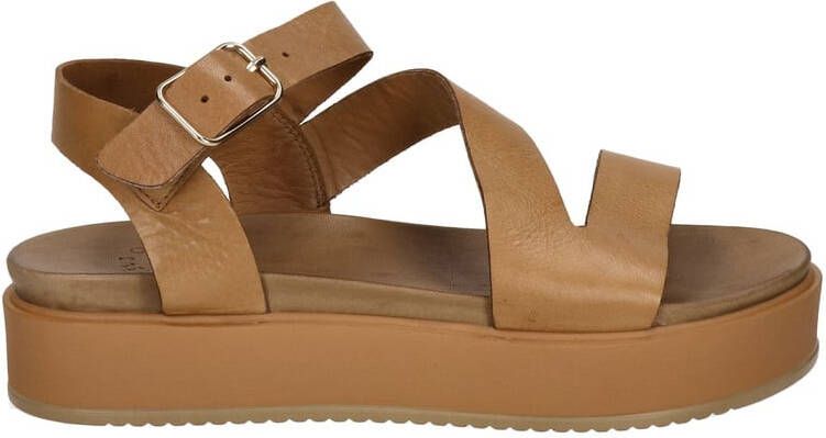 Nelson leren plateau sandalen cognac