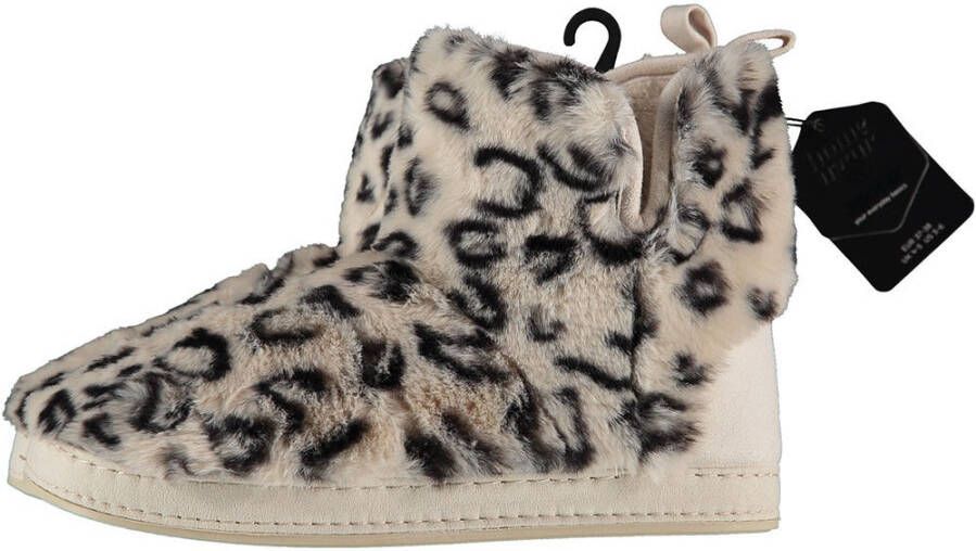 Apollo Dames hoge pantoffels/sloffen luipaard print beige 42