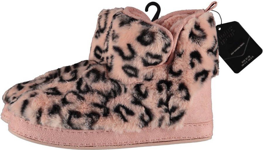 Apollo Dames hoge pantoffels/sloffen luipaard print roze 40