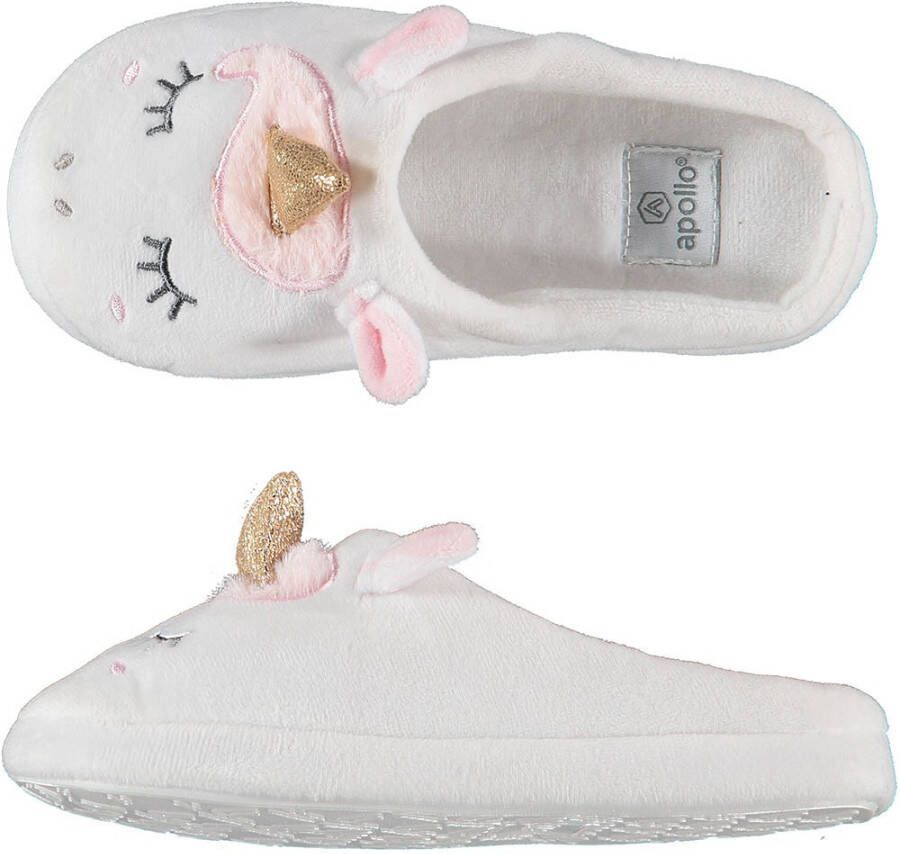 Apollo Meisjes instap slippers/pantoffels eenhoorn wit 36
