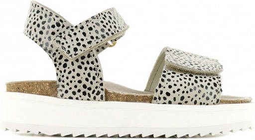 Shoesme RA22S068 A leren sandalen met dierenprint beige