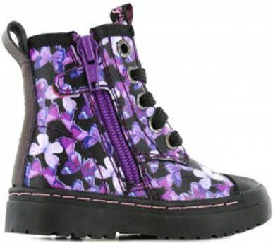 Shoesme Boot Biker Black Pink Butterfly SW21W011 A Zwart 23