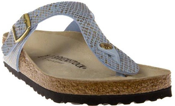 Birkenstock Slippers Gizeh MF Shiny Python Regular Blauw