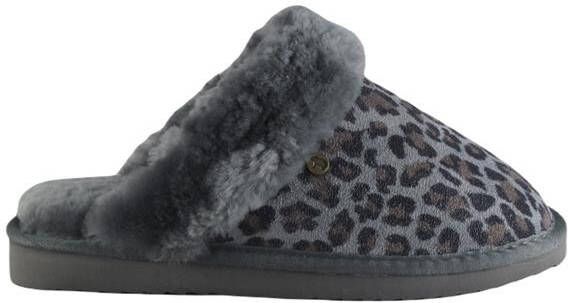 Warmbat Collie Print Panther Slof Dames Donkergrijs