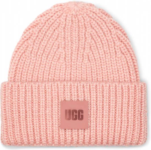 Ugg Chunky Rib Hoed voor Dames in Pink, Acrylic