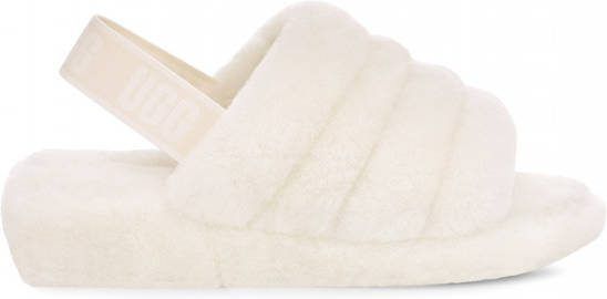 Ugg Fluff Yeah Logo Slide voor Dames in White,| Shearling
