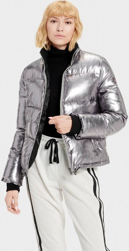 Ugg Izzie Puffer Nylon Jas voor Dames in Silver Metallic