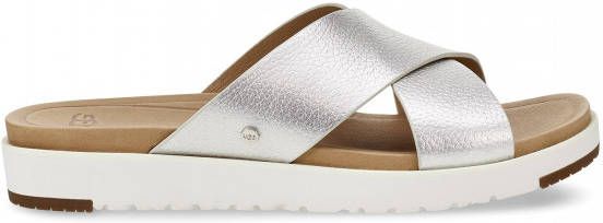 Ugg Kari Metallic Slide Sandalen voor Dames in Silver,, Leder