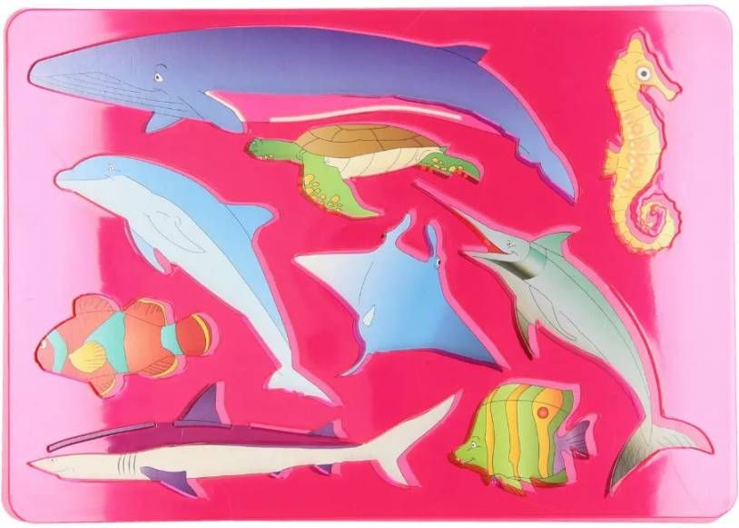Huismerk Premium Tekensjabloon Oceaan Dieren Roze 27 x 19 cm