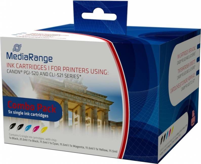 MediaRange Inkt Cartridges Voor Canon PGI-520 En CLI-521 Series Set 5