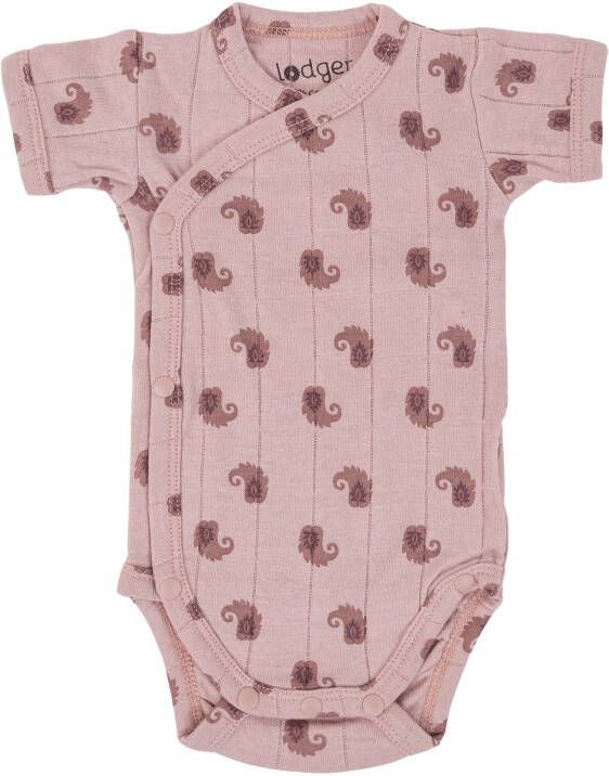 Lodger romper met korte mouw en all over print roze