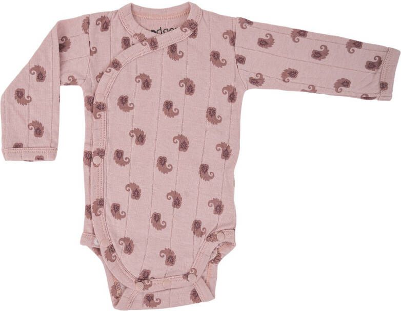 Lodger romper met lange mouw en all over print roze