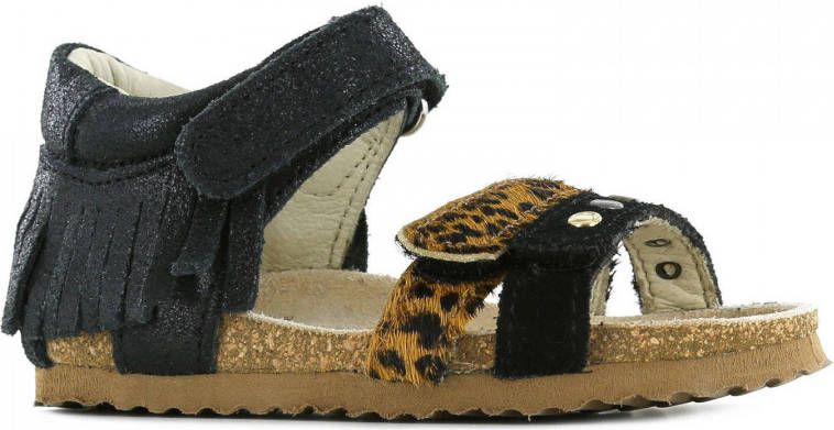 Shoesme BI20S076 F leren sandalen met panterprint zwart