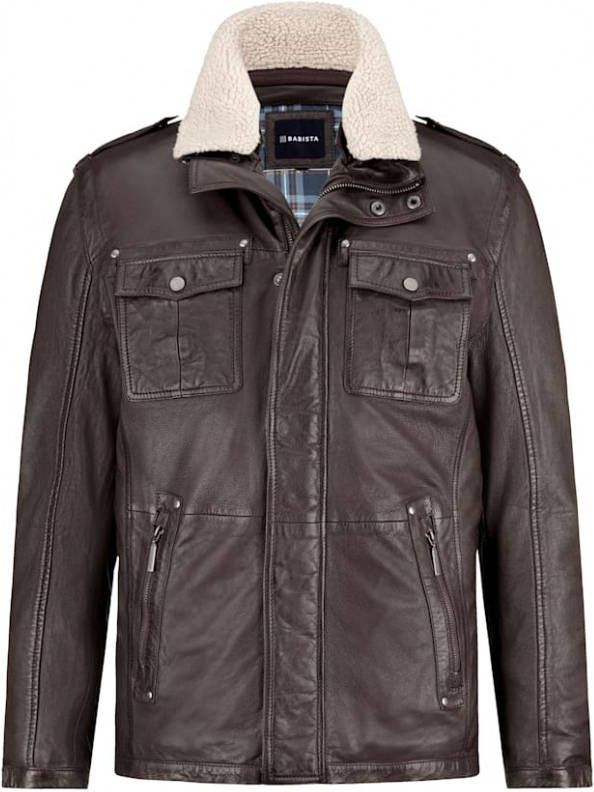 BABISTA Leren jas met afneembaar beleg van imitatiebont Bruin